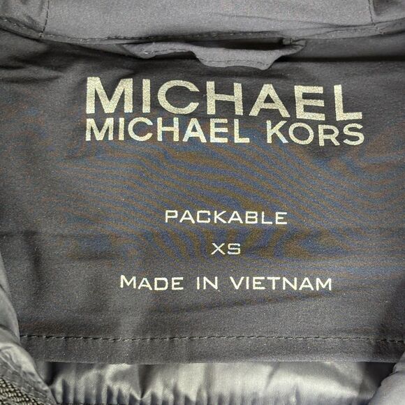 Michael Michael Kors Coat Womens XS Navy Packable Puffer Hooded Long Quilted - Picture 6 of 16